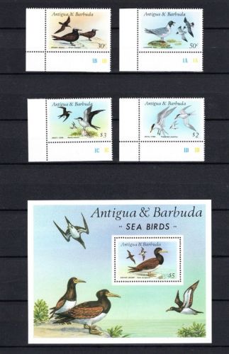 Antigua und Barbuda MiNr. 1015-1018 + Block 124 Seevögel postfrisch Tiere