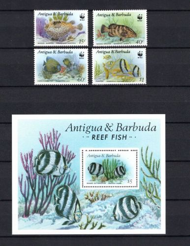 Antigua und Barbuda WWF MiNr. 1010-13+Bl. 121 Rifffische postfrisch Tiere