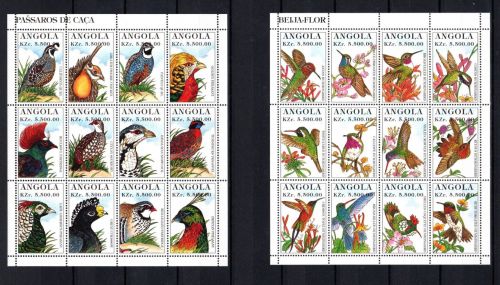 Angola MiNr. 1032-1055 Vögel 1996: 2 Kleinbögen postfrisch Tiere