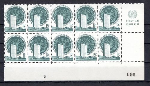 UNO New York MiNr. 2 RZf CO I KN postfrisch 10er Block mit CO sv. L