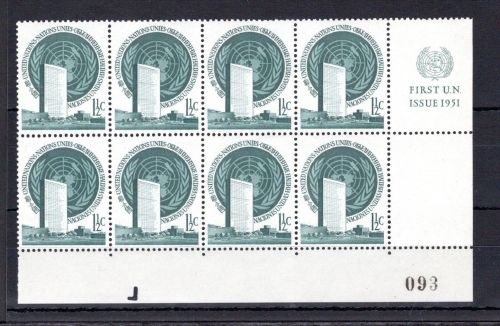 UNO New York MiNr. 2 RZf CO I KN postfrisch 8er Block mit CO sv. L