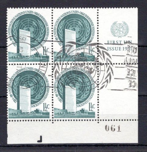 UNO New York MiNr. 2 RZf CO I KN gestempelt 4er Block mit CO sv. L