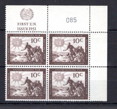 UNO New York MiNr. 6 RZf KN II postfrisch als 4er Block