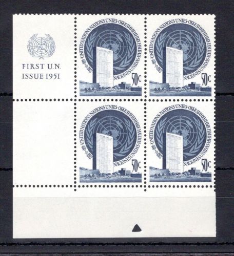 UNO New York MiNr. 10 RZf CO II postfrisch 4er Bl. mit CO kl. Dreieck