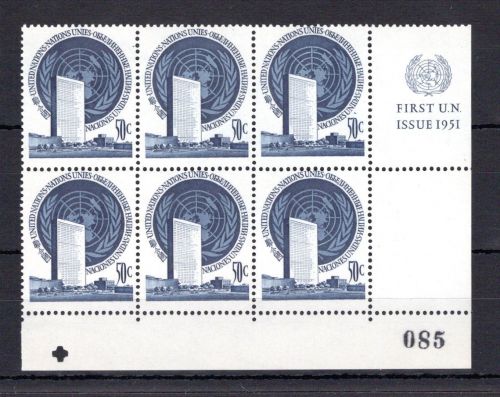 UNO New York MiNr. 10 RZf CO I postfrisch 6er Bl. mit CO I KN Kreuz