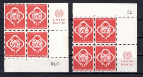 UNO New York MiNr. 11 x RZf KN II + III postfrisch 4er Blöcke