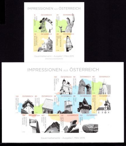 Österreich MiNr. 3183-98 postfrisch 2 Folienblätter Beilagen ABO-Kunden