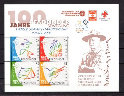 Österreich MiNr. Block 36 postfrisch Pfadinder, Zudruck Israel