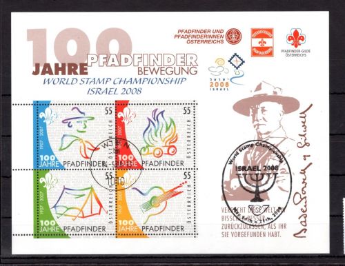 Österreich MiNr. Block 36 gestempelt Pfadinder, Zudruck Israel