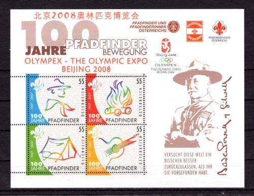 Österreich MiNr. Block 36 postfrisch Pfadinder, Zudruck Beijing 2008