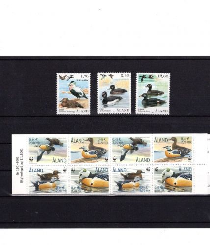 Aland WWF MiNr. 20-22 mit MH 9 Entenarten, Satz postfrisch Tiere