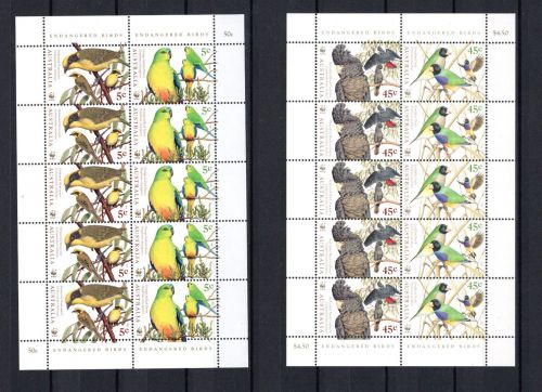 Australien WWF MiNr. 1744-1747 Vögel, 2 Kleinbögen postfrisch Tiere