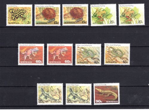 Australien MiNr. 781-787A/C Frösche Schildkröte Schlange postfrisch Tiere