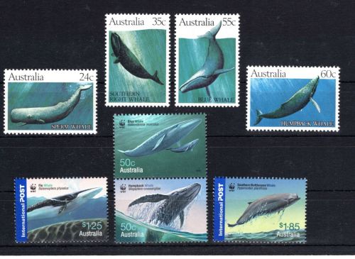 Australien MiNr. 777-780 + 2677-2680 Wale, 2 Sätze postfrisch Tiere
