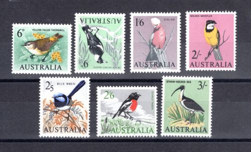 Australien MiNr. 339-345 Heimische Vögel, Satz postfrisch Tiere