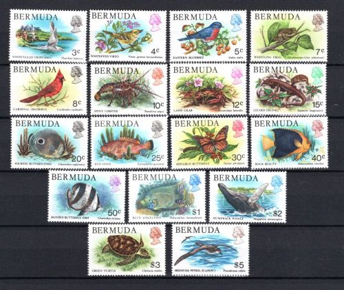 Bermuda MiNr. 352-368 Heimische Tiere, Satz postfrisch Tiere