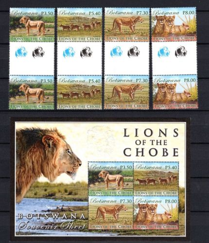 Botswana MiNr. 988-991 mit Block 45 Löwen im Chobe-Park postfrisch Tiere