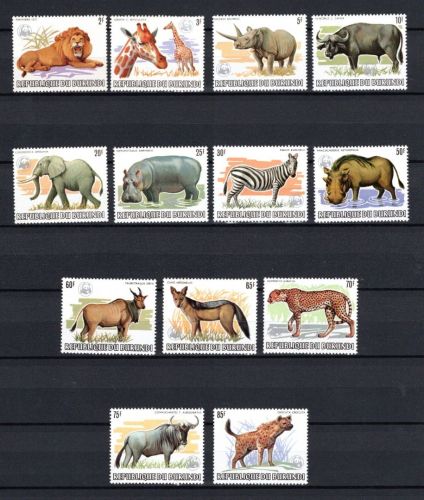 Burundi WWF MiNr. 1596-1608 Großwildtiere, Satz postfrisch Tiere