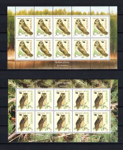 Litauen Kleinbögen 2004 MiNr. 857-858 Uhu & Sumpfohreule postfrisch Tiere