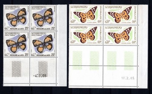Laos MiNr. 151-154 Schmetterlinge - als ER-Vbl., Satz postfrisch Tiere