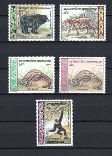 Laos MiNr. 261-265 Säugetiere Gürteltiere 1969, Satz postfrisch Tiere