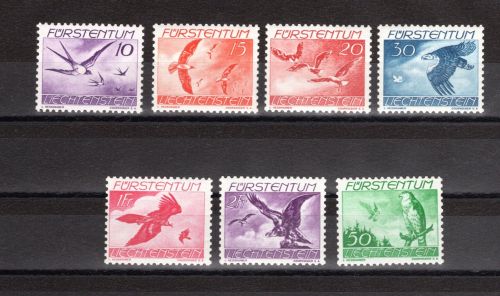 Liechtenstein MiNr. 173-179 Luftpostmarken Vögel 1937 postfrisch Tiere