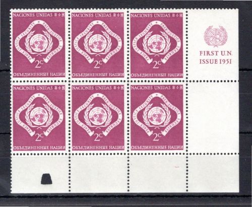 UNO New York MiNr. 3 RZf CO IV postfrisch 6er Block