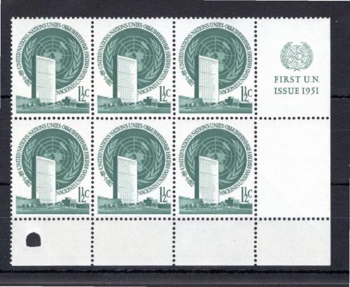 UNO New York MiNr. 2 RZf CO II postfrisch 6er Block