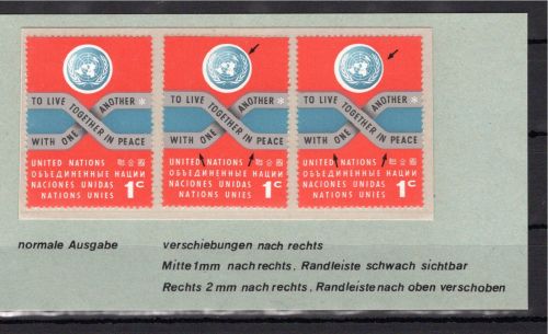 UNO New York 2 Abarten MiNr. 98 postfrisch verschobene Drucke