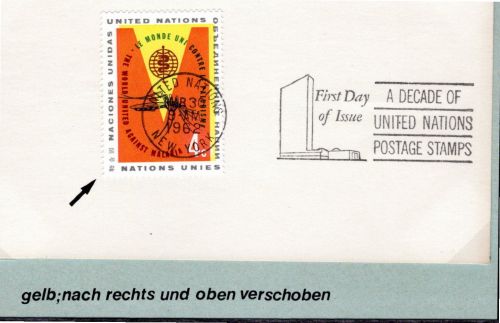 UNO New York Abart MiNr. 116 postfrisch Farbe Gelb nach rechts verschoben