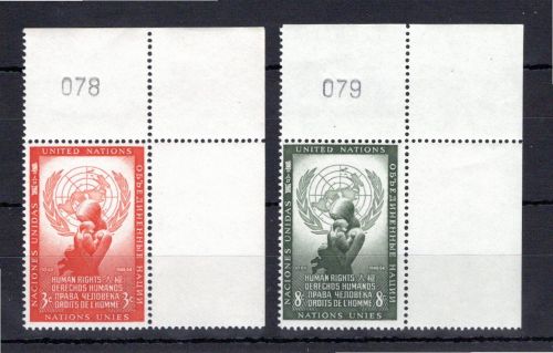 UNO New York MiNr. 33-34 Eckrand or postfrisch Kontrollnummer