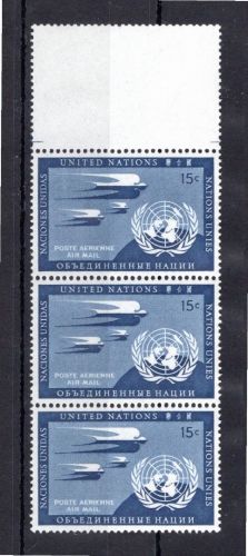 UNO New York MiNr. 14 a postfrisch 3er Streifen mit anhängendem Leerfeld