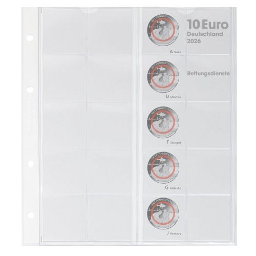 Lindner Karat Vordruckblatt für 10 Euro-Münzen Polymerring (2026) 1110-8 Neu