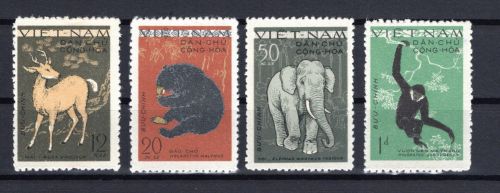 Vietnam MiNr. 154-157 Heimische Tiere 1961, Satz postfrisch Tiere