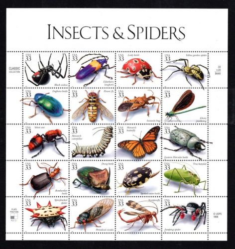 USA MiNr. ZD-Kleinbogen 1999: Insekten und Spinnen postfrisch Tiere