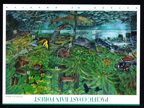 USA MiNr. Folienblatt 2000: Pazifischer Regenwald postfrisch Tiere