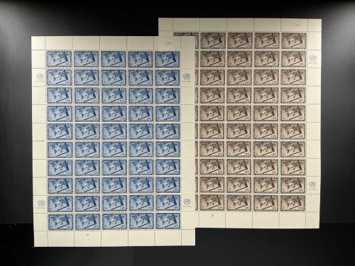 UNO New York 50er Bogen MiNr. 21-22 postfrisch RZf KN + RZf PL