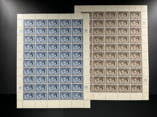 UNO New York 50er Bogen MiNr. 21-22 postfrisch RZf KN + RZf PL 1A