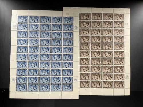 UNO New York 50er Bogen MiNr. 21-22 postfrisch RZf KN + RZf PL 1B