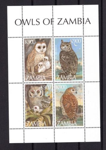 Sambia MiNr. 732-735 Kleinbogen Eulen / Uhus, postfrisch Tiere