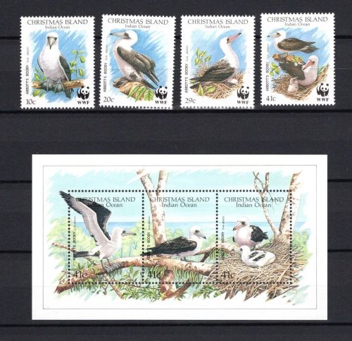Christmas Island MiNr. 303-306 mit Block Möwen 1990, postfrisch Tiere