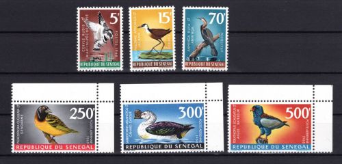 Senegal MiNr. 378-383 Wasser-Vögel 1963, Satz postfrisch Tiere