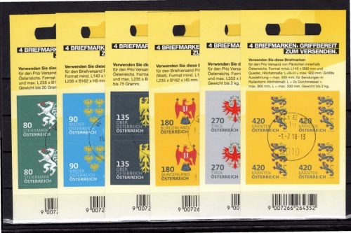 Österreich 6 Folienblätter MiNr. 3407-3417 gestempelt Heraldik