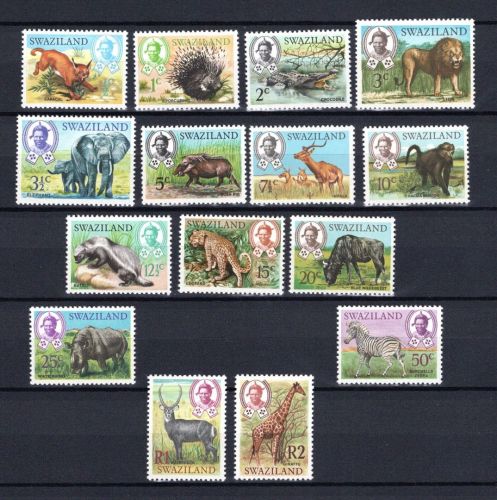 Swasiland MiNr. 160-174 Afrikanische Tierarten, Satz postfrisch Tiere