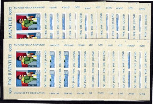 Schweiz MiNr. Block 18 postfrisch kpl. Serie Plattennummer 1- 20