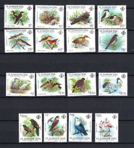Seychellen MiNr. 50-65 Heimische Vögel 1983, Satz postfrisch Tiere