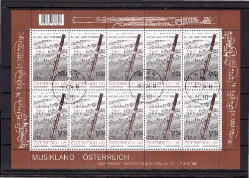 Österreich MiNr. 3769 gestempelt als Kleinbogen, Musik