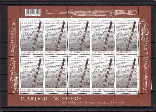 Österreich MiNr. 3769 postfrisch als Kleinbogen, Musik