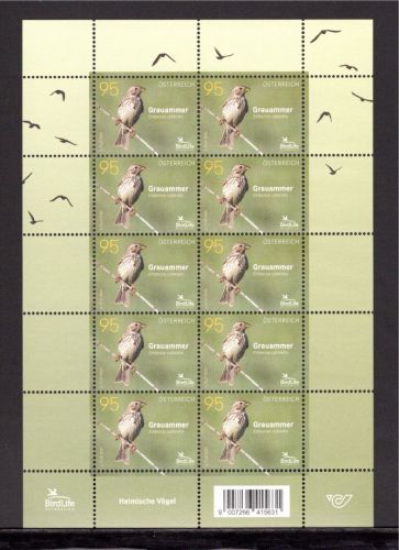 Österreich MiNr. 3787 postfrisch als Kleinbogen, Vögel