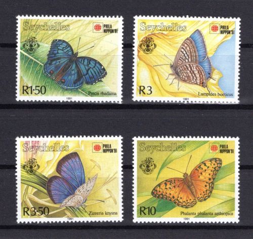 Seychellen MiNr. 747-750 Schmetterlinge 1991, Satz postfrisch Tiere